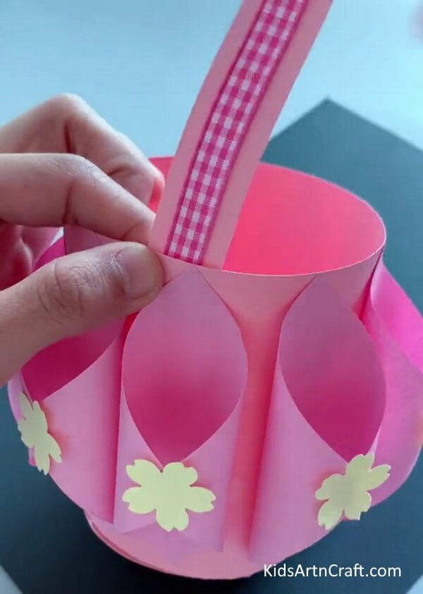 Pasting Strip On Basket - Assemble a paper basket from items you can find at home.