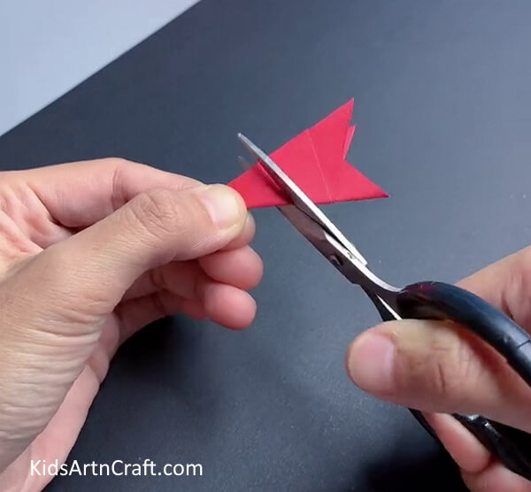 Cutting The Folded Paper-DIY Paper Flower Tutorial for Youngsters