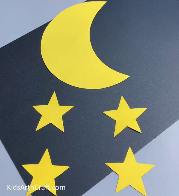 Make Two Sets Of Stars And a Pair Of Crescents-Hand-Making a Wall Ornament with Paper Moons and Stars for Youngsters