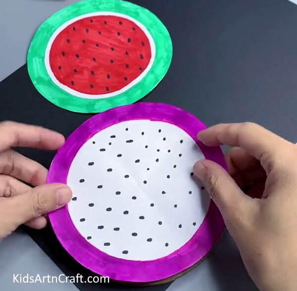Pasting Watermelon On Cardboard - Sweet Paper Watermelon Construction For K-Kids