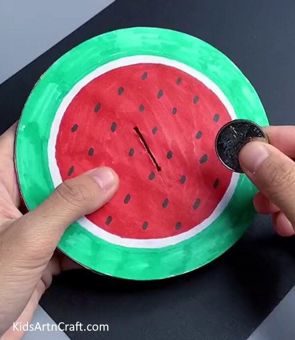Making Cut In The Middle Of Watermelon - Admired Paper Watermelon Art For Little Learners