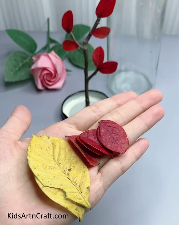 Taking Yellow and Red Leaves - Easy Wall Decor Artwork Making Tutorial With Step-by-Step Directions