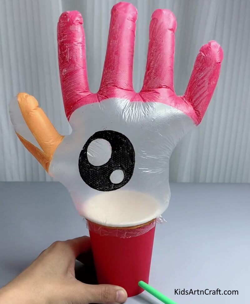 Making Chicken Craft Of Disposal Gloves For Kids
