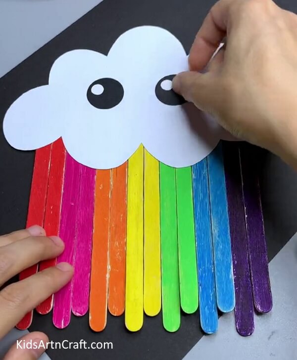 Making Eyes and Smile - Endearing Paper Cloud Rainbow Work For Five Year Olds To Form