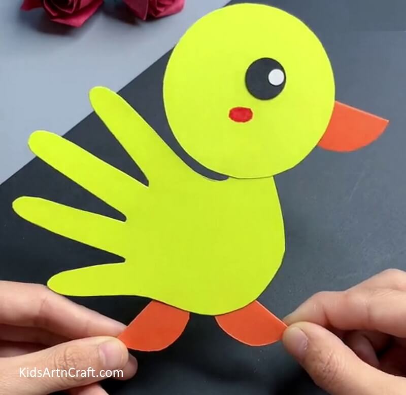 Simple Handprint Duck with Paper for Children