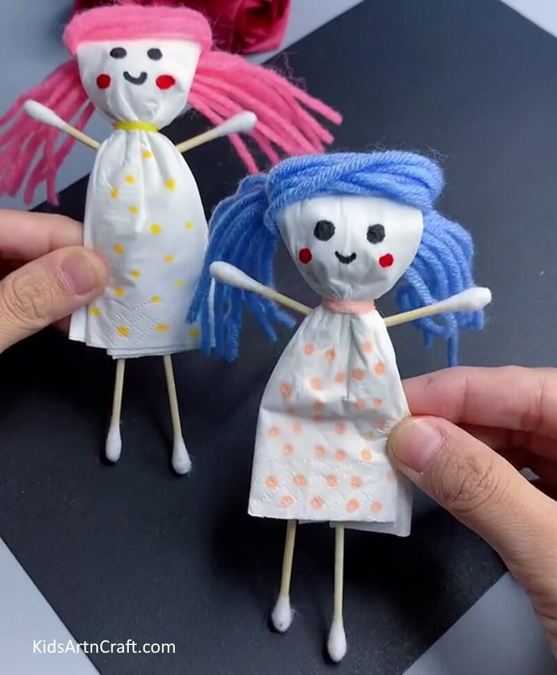 Simple Process Doll craft with Yarn and Tissue Paper 
