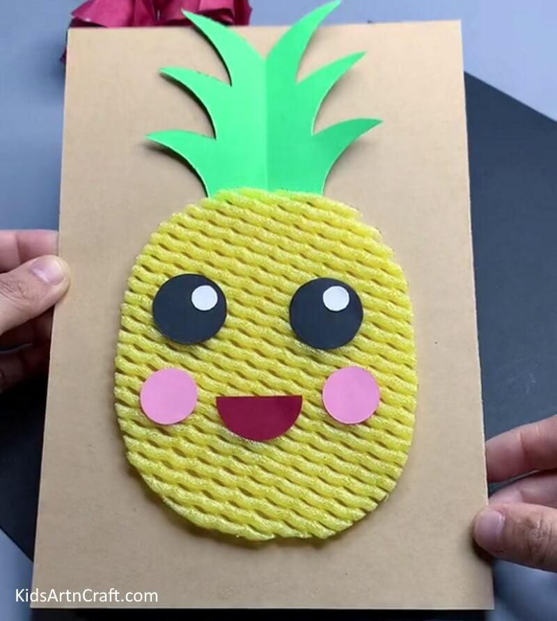 HandCrafted Pineapple Craft With Foam Net & Construction Paper