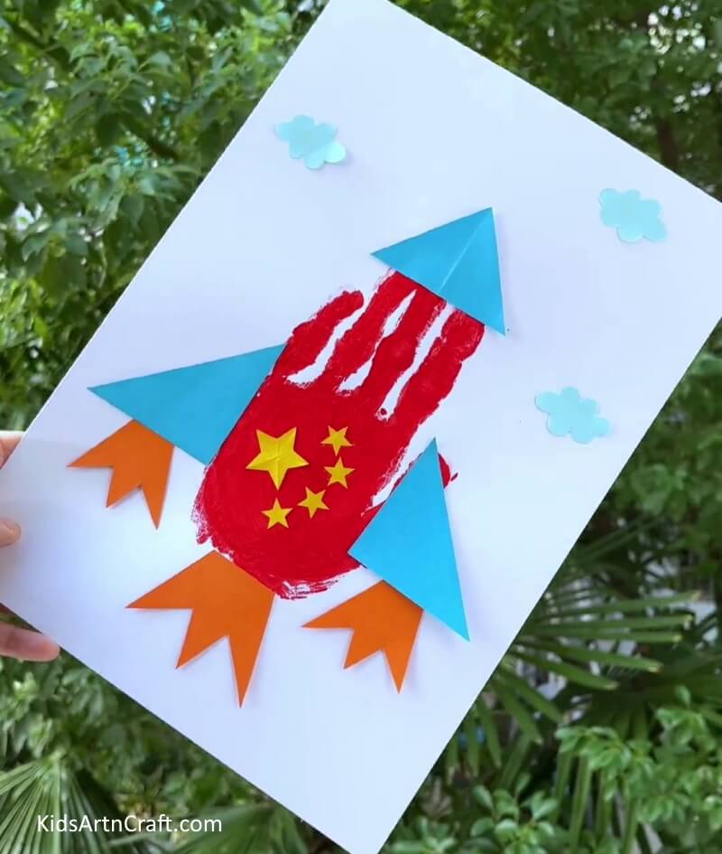 Easy To Make Colourful Handprint Rocket Craft For Kindergarten