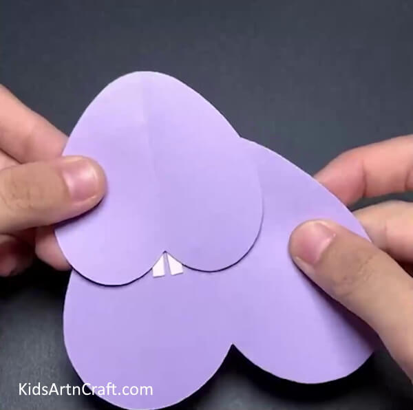 Pasting The Two Hearts Together-Crafting a mouse using a heart-shaped paper - tutorial. 