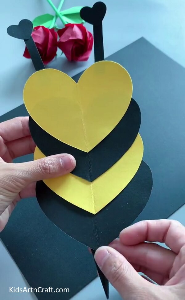 Pasting Tail - Step-By-Step Directions for a Heart Bee Made of Paper