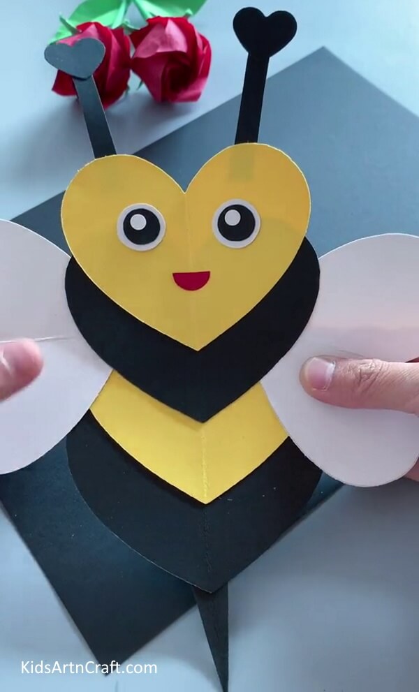 Pasting Wings - Learn How to Create a Paper Heart Bee