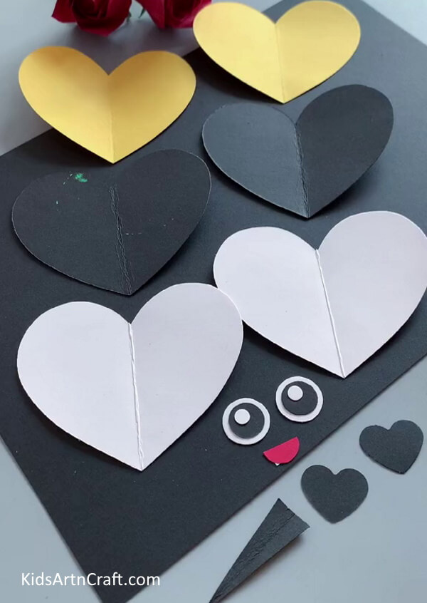 Cutting Out Hearts, Eyes, Tail, etc.  - Instructions for Creating a Paper Bee Heart