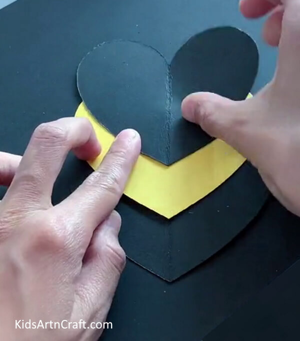 Pasting Black Heart - Making a Heart Bee Out of Paper: A Tutorial