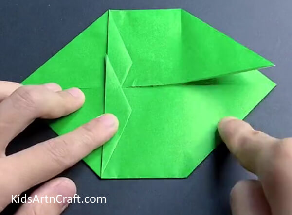Making Bottom Left Triangle - Tutorial to make a dinosaur with paper origami