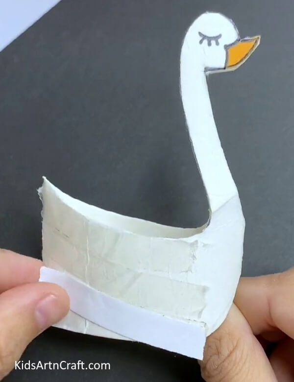 Applying Double Side Tape - Easy-to-Follow Directions on Crafting a Cardboard Tube Swan 