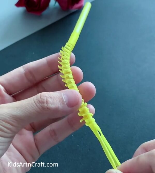 Making Caterpillar Using Straw - Artistically shaping a caterpillar from a straw