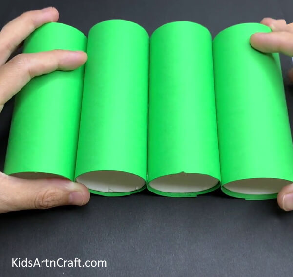 Wrapping Tube With Green Paper - How To Create a Recycled Cardboard Tube & Paper Cup Battle Tank At Home