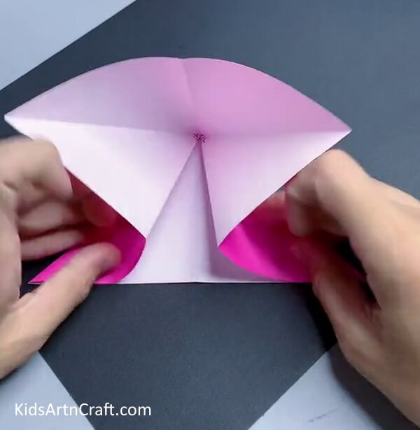 Making Diagonal Creases And A Triangle- Instructions on Crafting an Origami Dragon Fruit for Kids 
