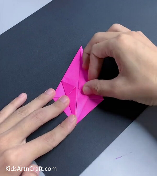 Folding The Kite Sides- Teaching Origami Dragon Fruit Making to Kids