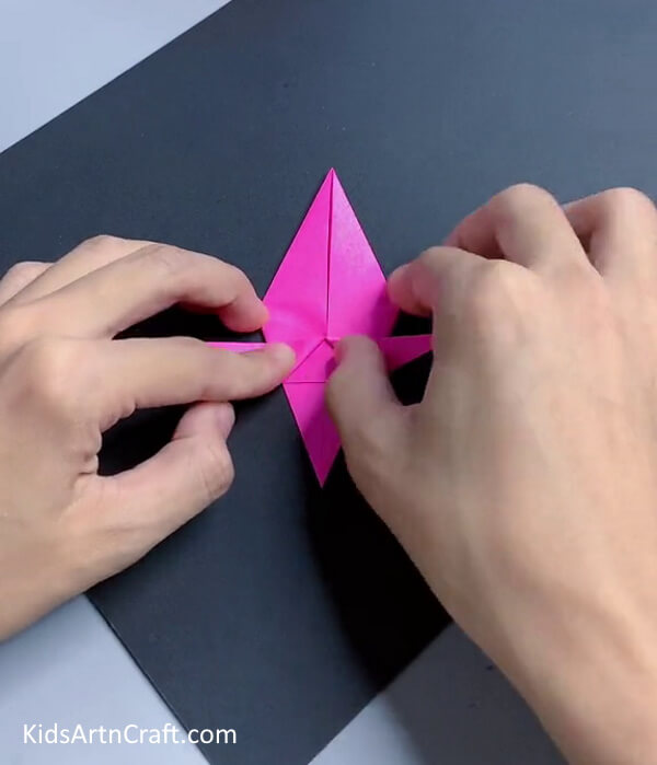 Folding The Ends Outwards- Crafting a Dragon Fruit through Origami with Kids 