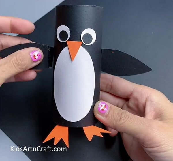 Making Wings - Making a penguin from a toilet paper cylinder for kids