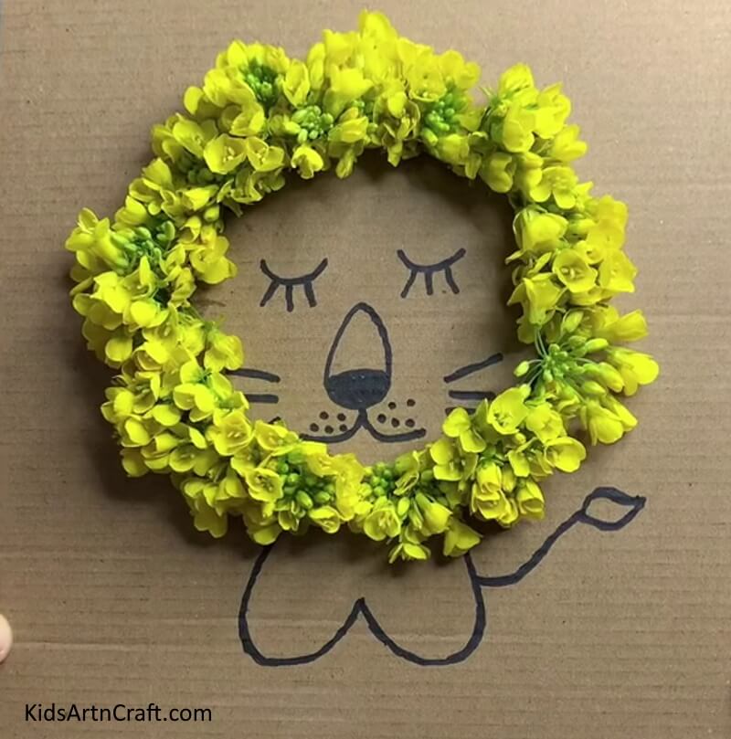 Creating a Lion Using Flowers for Children 