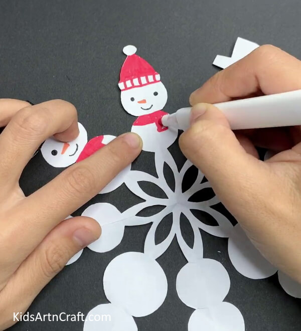 Coloring Santa Producing a Snowman Form Using a Paper Snowflake 