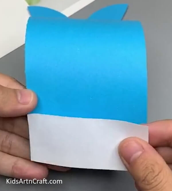 Pasting White Rectangle - Making a Blue Whale from Paper - DIY Guide