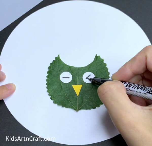 Drawing Details and Beak - Create an Owl Decoration with a Leaf - Here's How