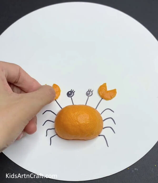 Making Claws of Crab - Creating a fun craft with orange peels and kids