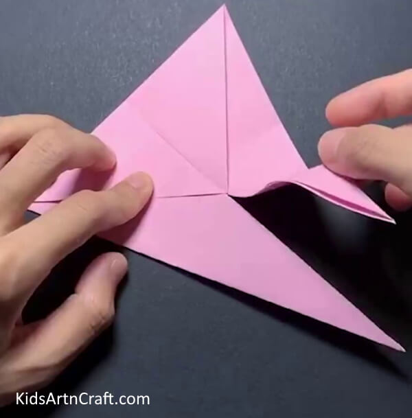 Folding And Closing The Slits Kids Learn How to Make an Origami Bunny with Yellow Paper Sun - Step by Step Tutorial