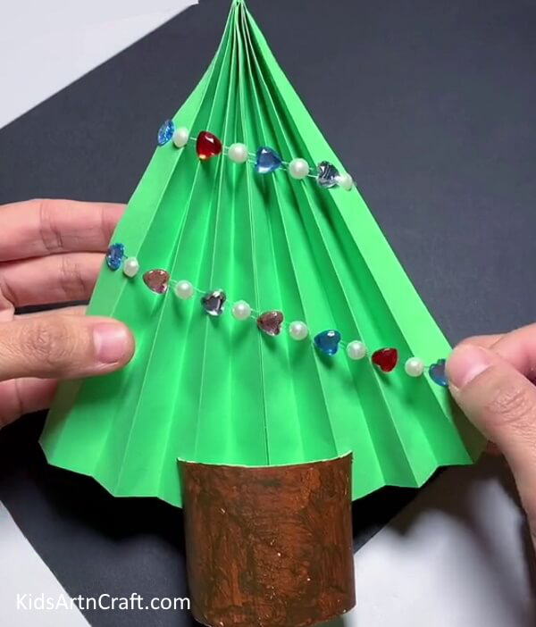 Adding Decoration - Building a Christmas Tree from Paper for Kindergartners