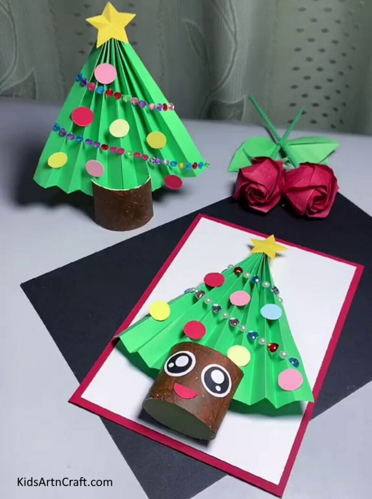Paper Christmas Trees Step by Step Tutorial For Kids Kids Art & Craft