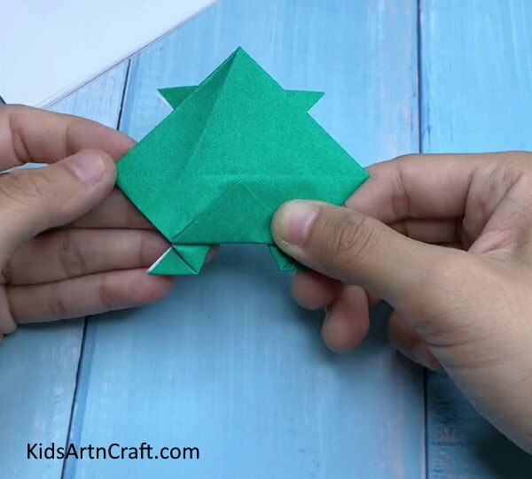 Turning Paper And Folding- Paper Origami Frog Art Project for Little Learners
