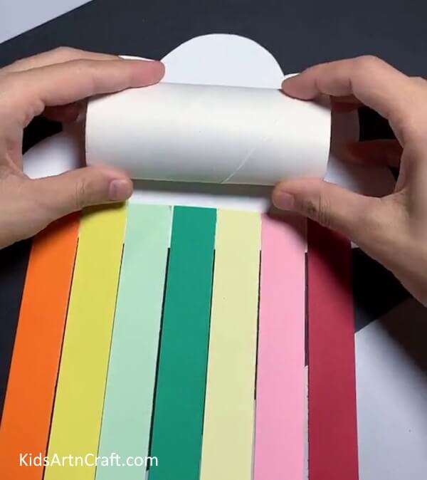 Pasting Toilet Paper Roll - Utilizing Paper to Create a Rainbow Cloud is Effortless