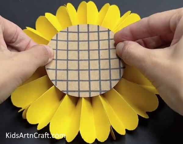 Pasting Circle In Center - Constructing a Paper Sunflower