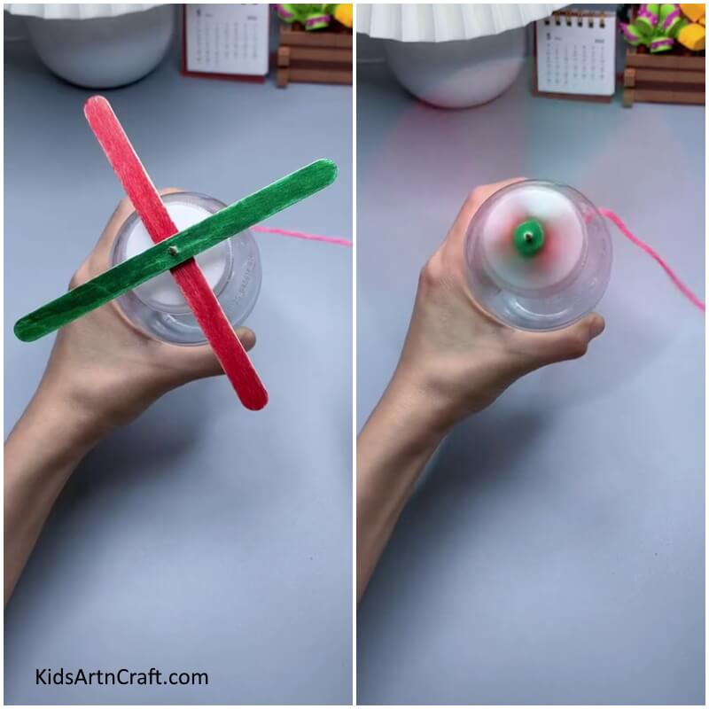 Crafting Pinwheel Using Popsicle Sticks & Plastic Bottle For Science Experiment