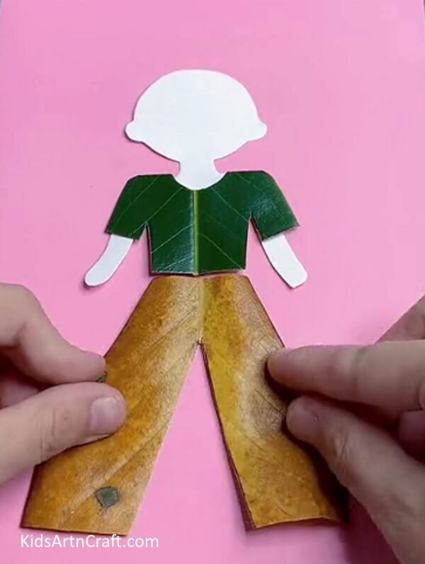 Pasting Pants - Follow Instructions to Make a Boy with Fallen Leaves