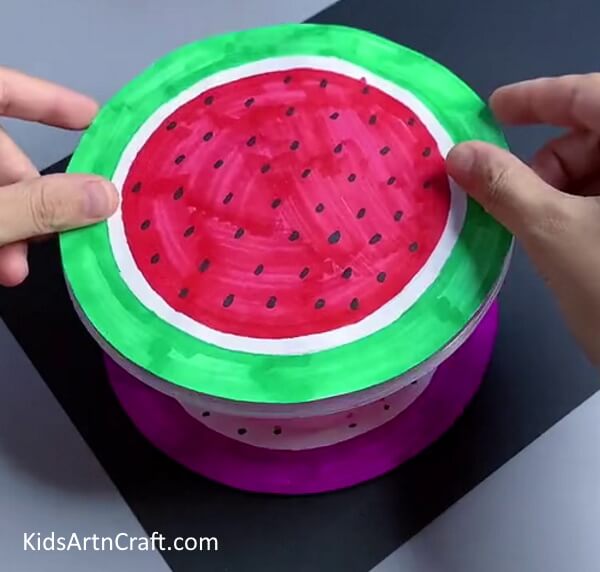 Pasting Another Watermelon On Top Of The Container - Tutorial for Watermelon crafting with stepwise guidance