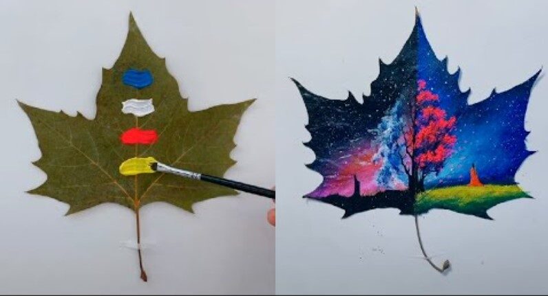 Amazing Leaf Painting Art Video Tutorial For Everyone