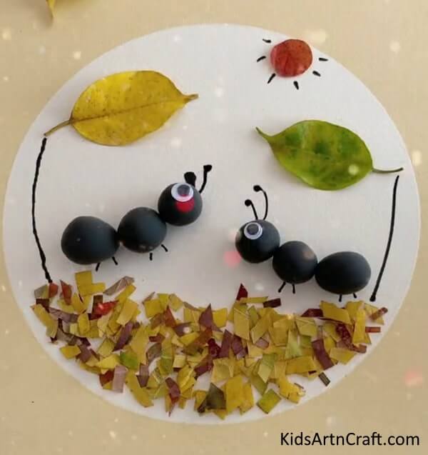 Ant Craft Idea Using Clay And Dry Leaves - Vibrant Art and Craft Ideas for Kids 