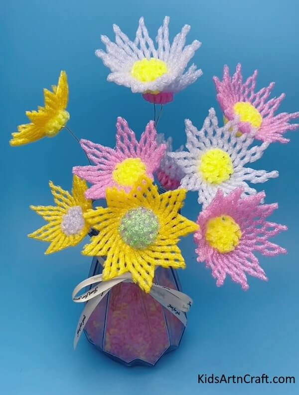 Beautiful Flower Craft Using Foam Net - Creative Projects Utilizing Foam For Children 