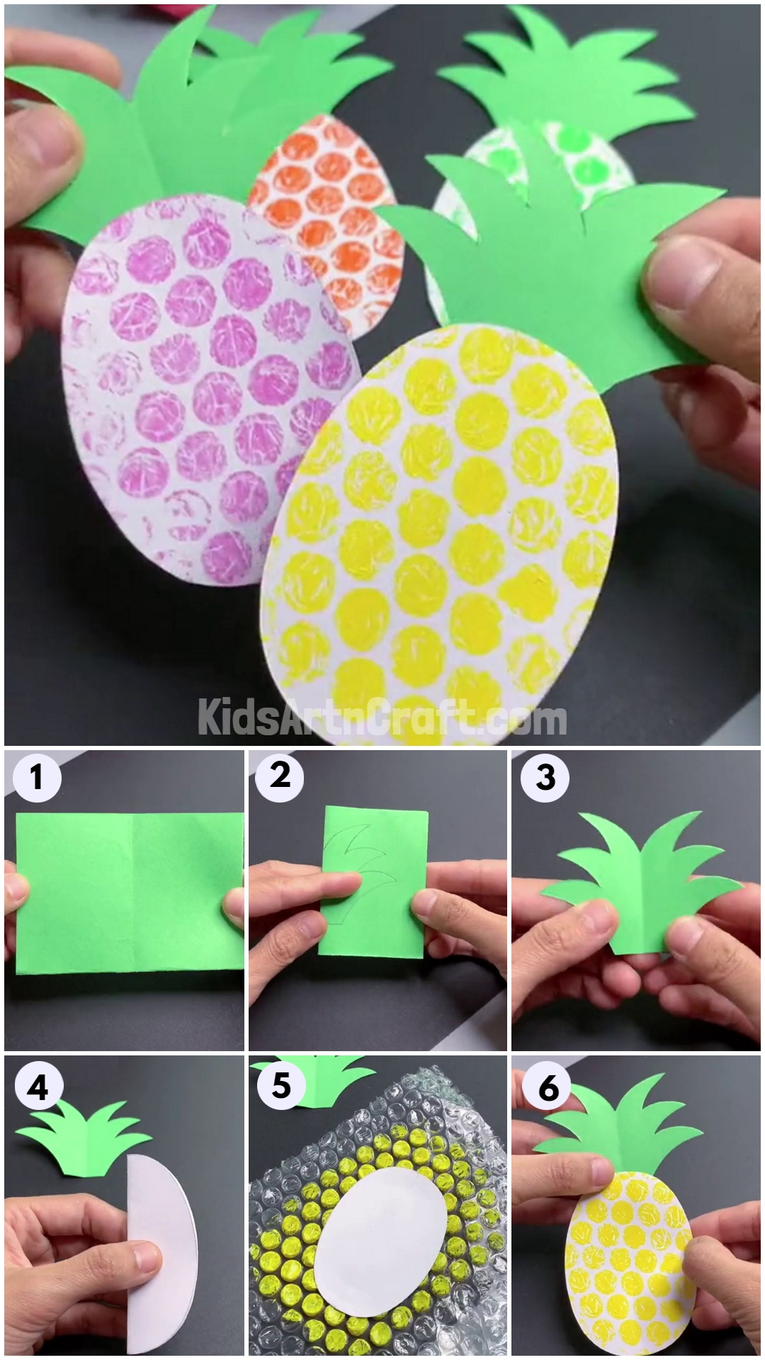 Bubble Wrap Painted Pineapple Craft Step by Step Tutorial