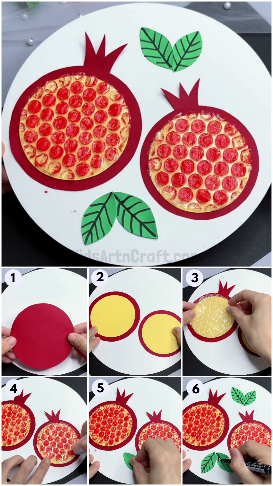 Bubble Wrap Printed Pomegranate Crafts For Kids