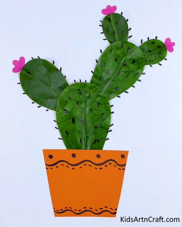 Cactus Pot Using Leaves For Kids - Exciting Leaf-Centric Crafts and Activities for Children 
