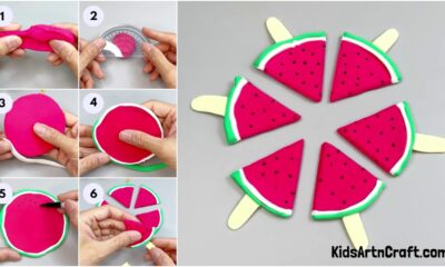 Clay watermelon ice cream easy craft tutorial