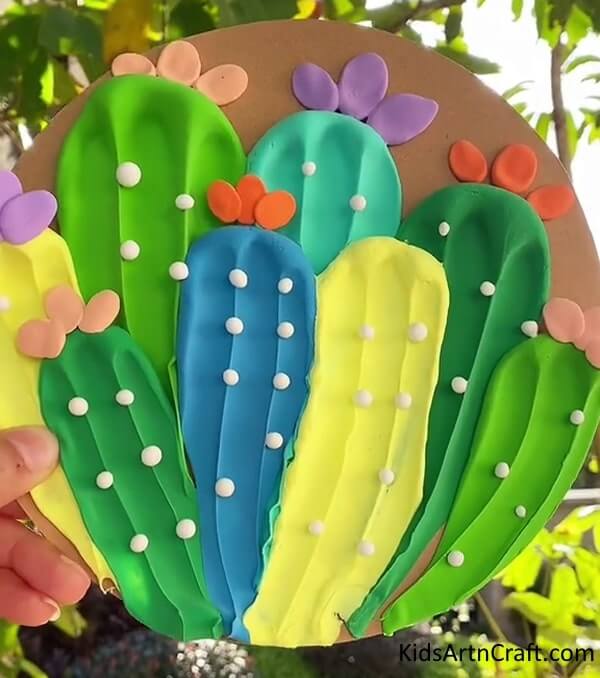 Quick and Easy Artwork for Educational Assignments - Colorful Cactus Art Using Clay For Kids