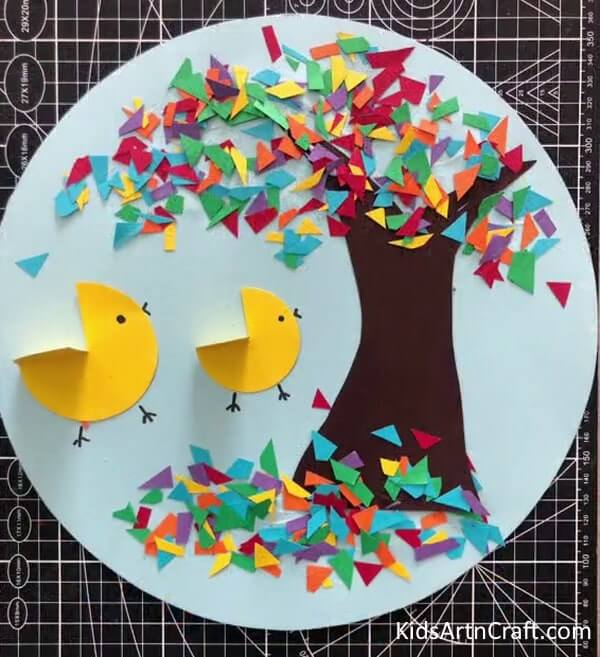 Colorful Tree With Birds Craft Using Paper - Artful and Creative Ideas for Kids 