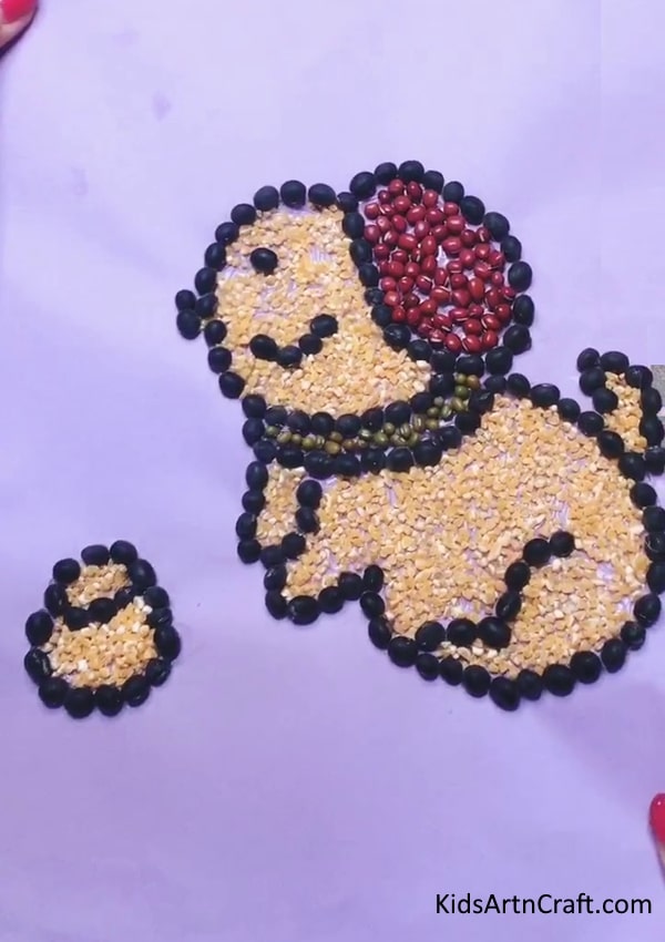 Creating a Cute Puppy Art Using Pulses - Easy and Fun Art Projects Using Cereals and Peas for Kids