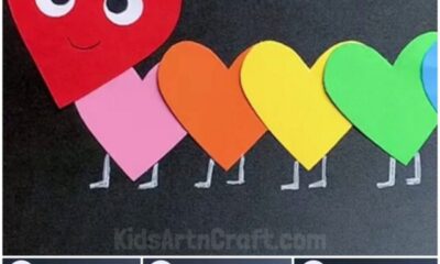 DIY Heart-Shaped Caterpillar Craft For Kids